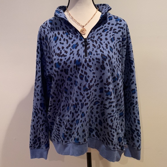 Talbots Tops - 3/4 Zip Up Cheetah Print Collared Shirt